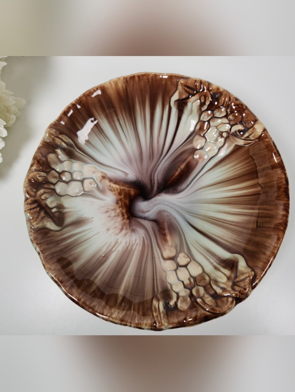 Mid Century Pottery Bowl Drip Glaze | Pottery Art Bowl | 10" Dish | MCM